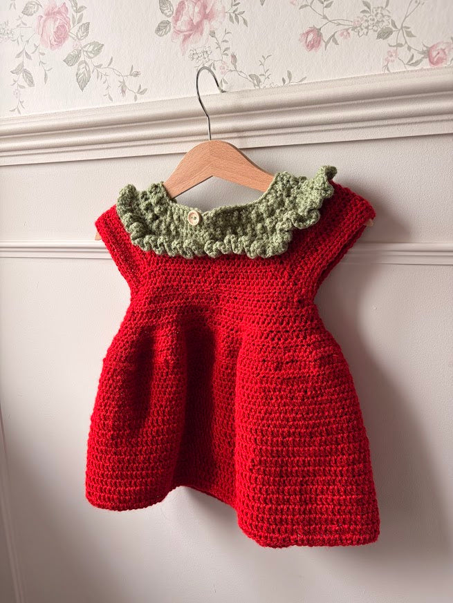 Handmade Crochet Strawberry Baby Dress