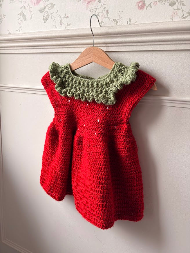 Handmade Crochet Strawberry Baby Dress
